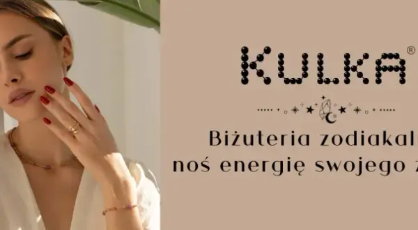 Kobieta w biżuterii z kamieniami, obok symbole zodiaku. Noś energię swojego znaku.