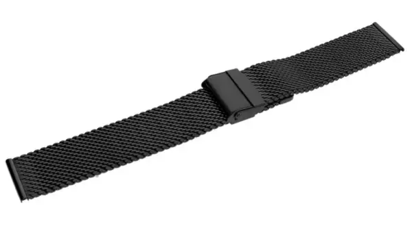 Elegancka, czarna bransoleta typu mesh z metalowym zapięciem. Idealna do nadania stylu każdemu zegarkowi.